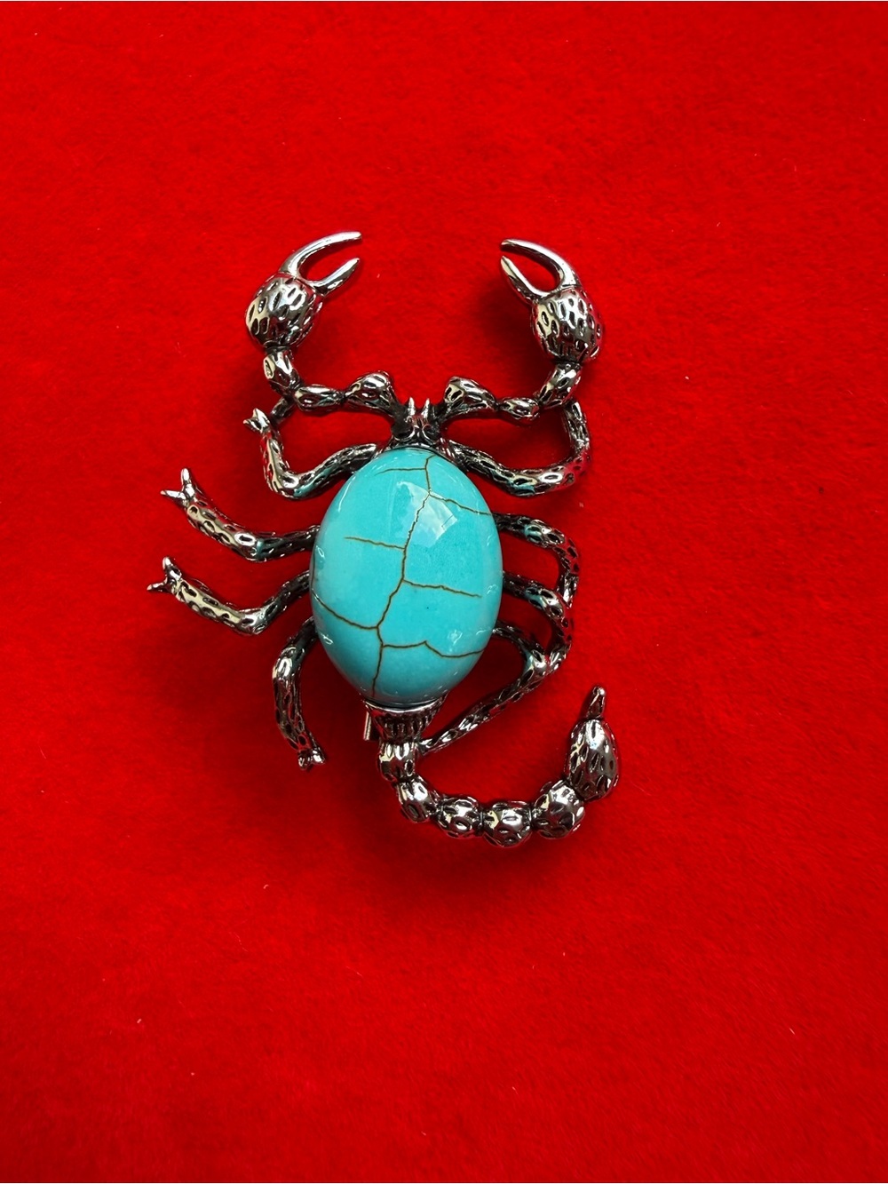 Turquoise Scorpion Silver-Tone Brooch - Women Jewelry